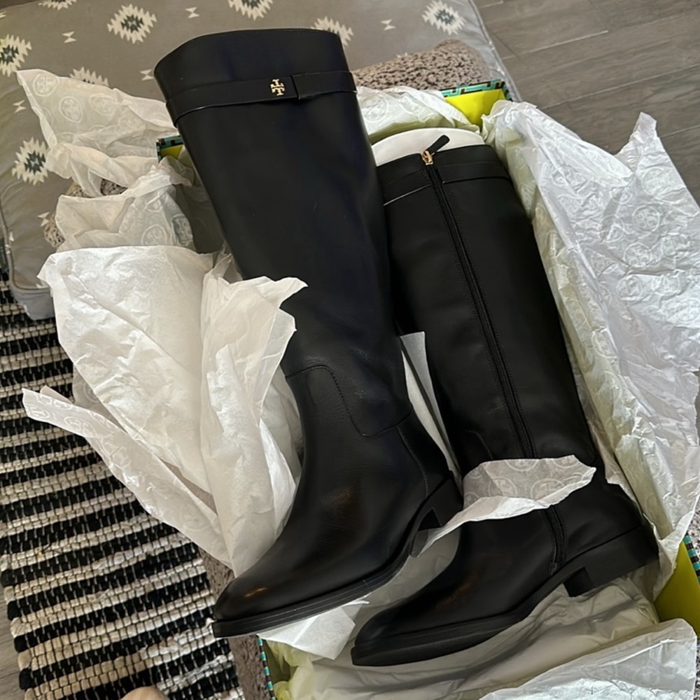 Tory Burch Everly Strap Riding Boots wide Calf
